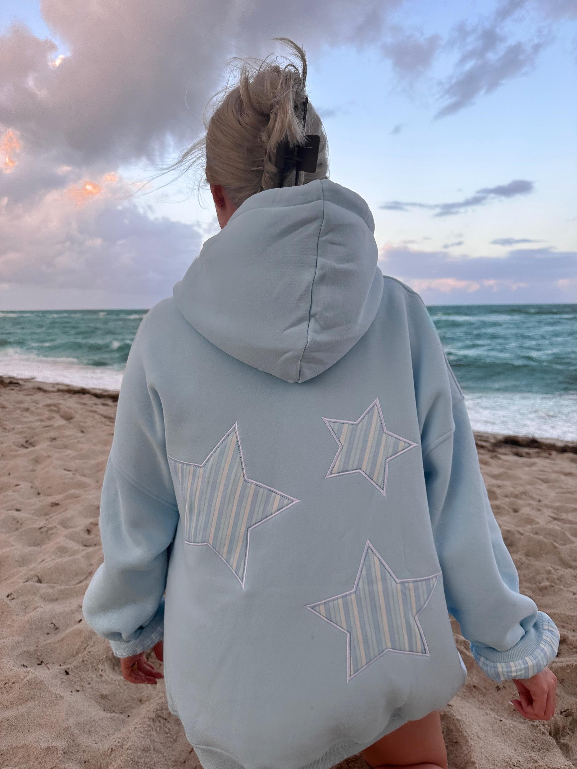 Icy Blue Star Lux Striped Hoodie Product Image