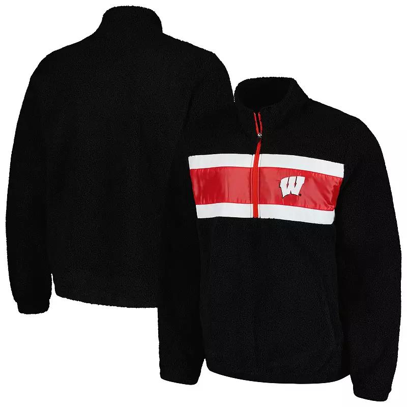 Men's G-III Sports by Carl Banks Black Wisconsin Badgers Pinch Runner Half-Zip Top,  Product Image