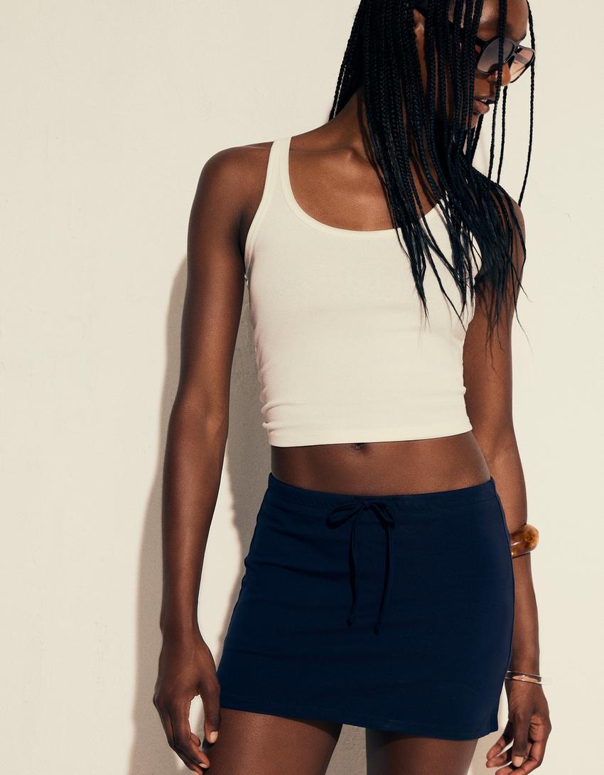 Skort with tied waistband Product Image