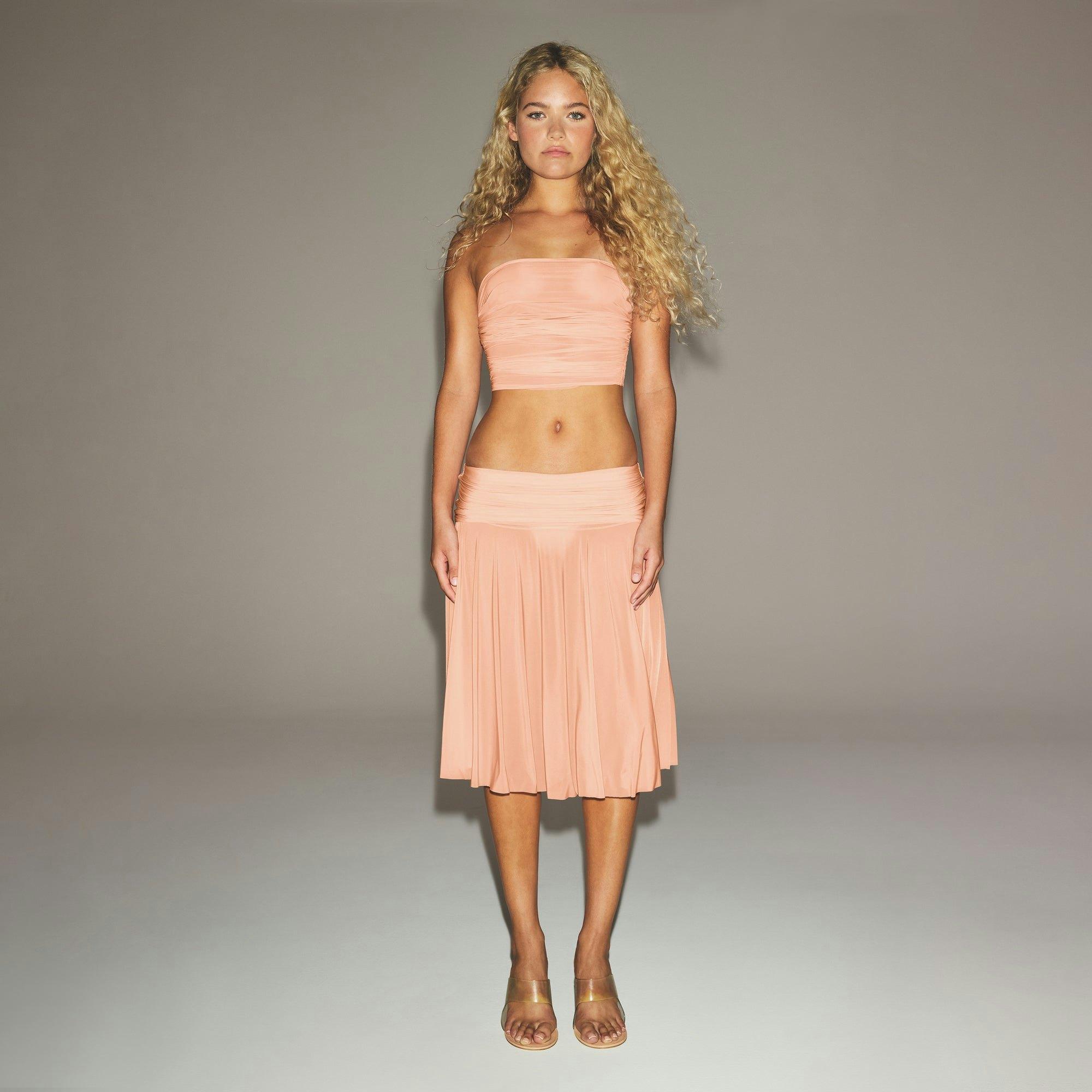 MILKY SHEER CROPPED TUBE TOP | DESERT CLAY Product Image