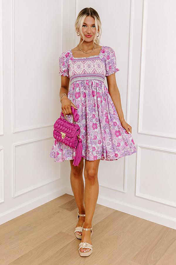 Fan Fav Smocked Floral Mini Dress in Pink Product Image