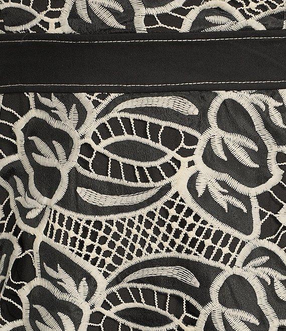 Sam Edelman Printed V-Neck Artisanal Puff Sleeves Fit & Flare Midi Dress Product Image