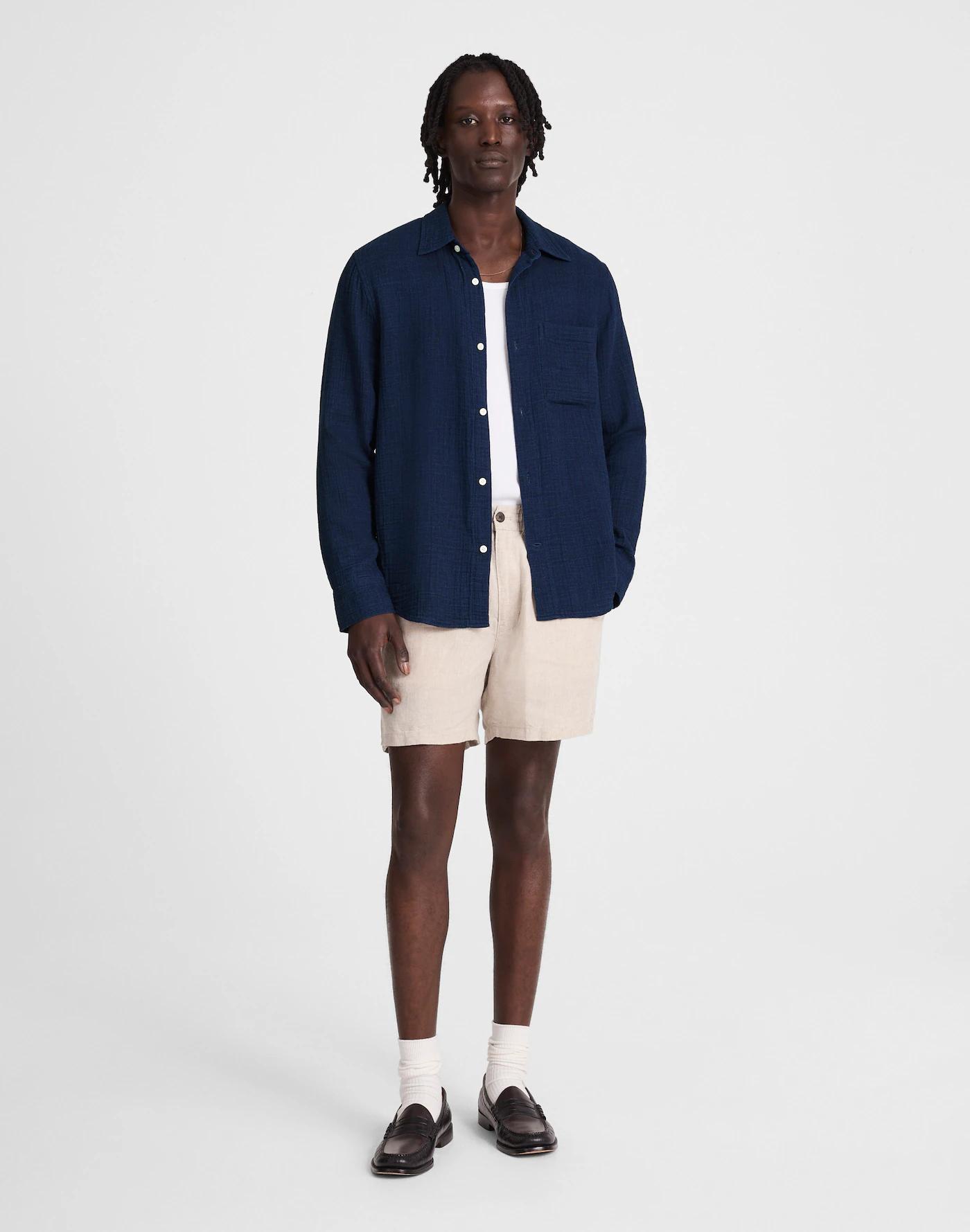 Indigo-Dyed Button-Up Shirt Product Image