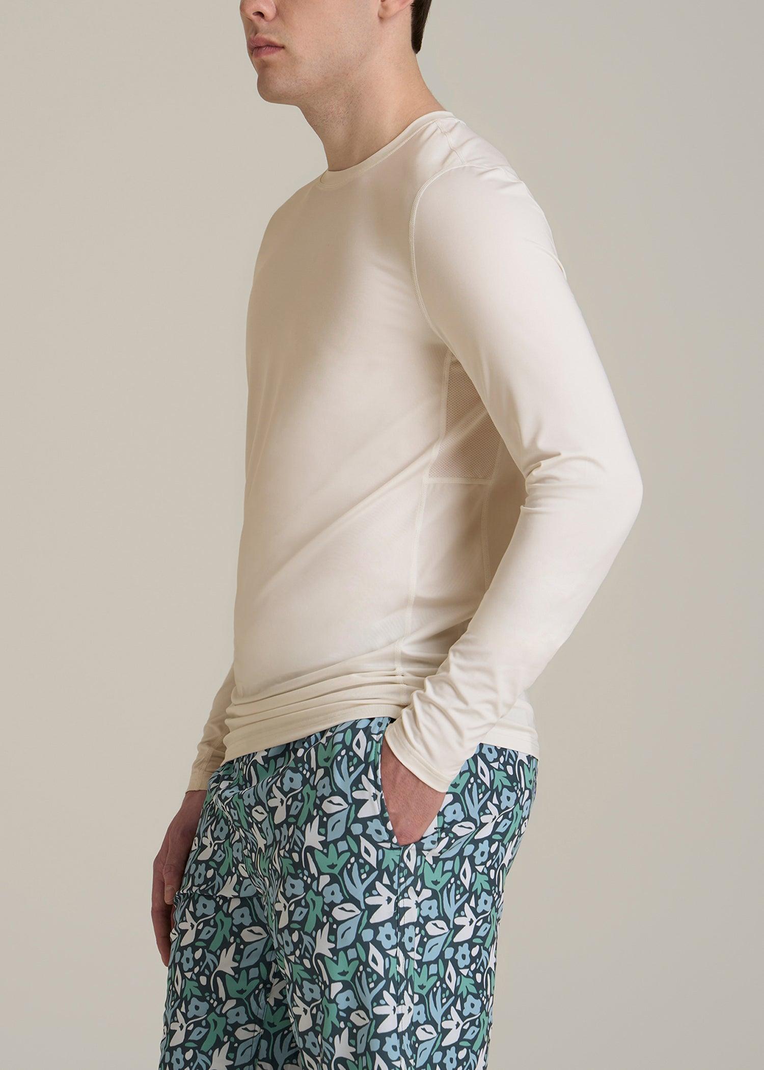 Long Sleeve UPF 50 Rash Guard for Tall Men in White Alyssum Male Product Image