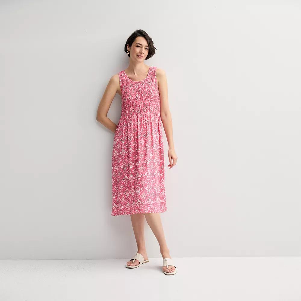 Women's Croft & Barrow® Smocked Midi Dress,  Product Image