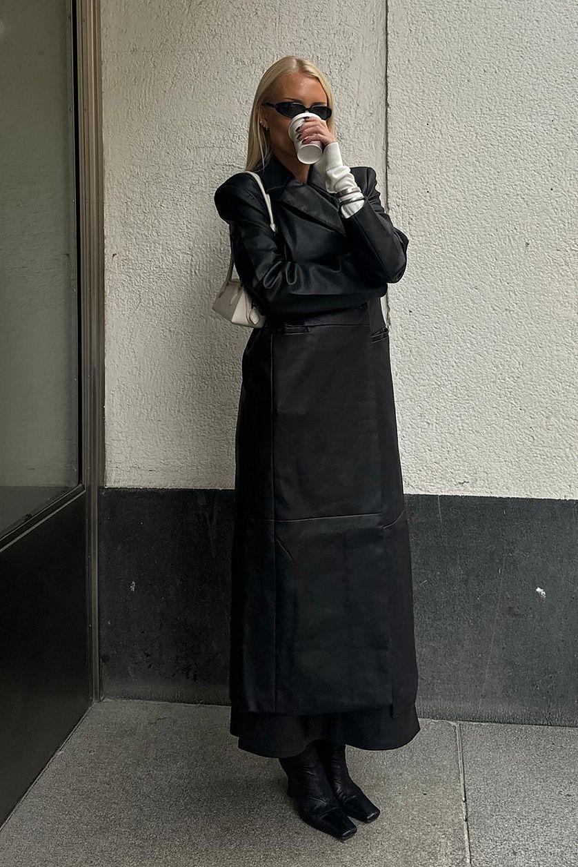 Oversized PU Seam Detail Coat Product Image