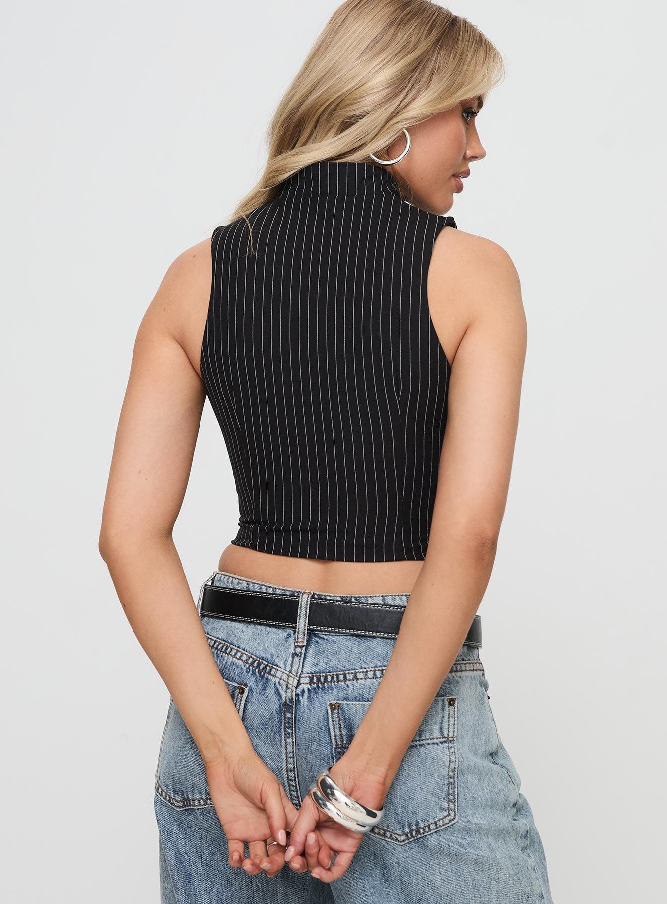 Messa Top Black Pinstripe Product Image