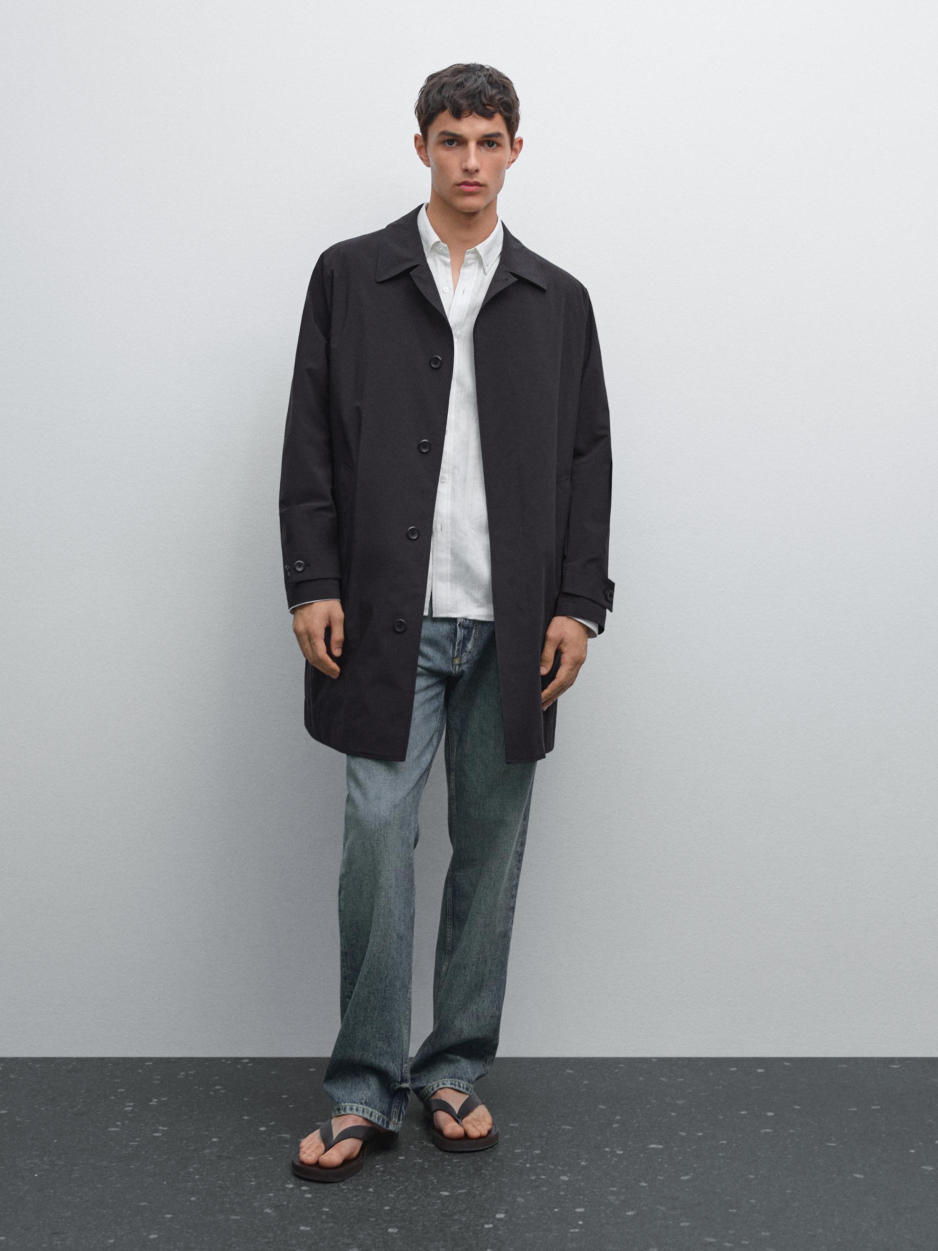 Lightweight trench coat with hidden buttons Product Image