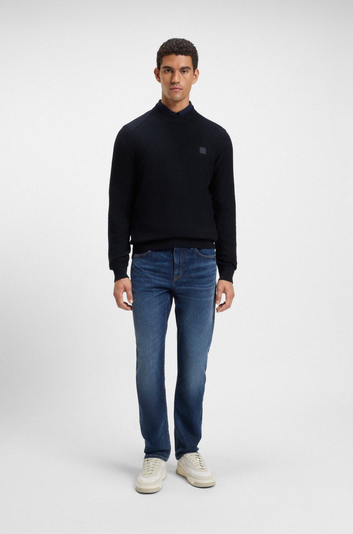 Cotton-cashmere sweater with logo patch Product Image