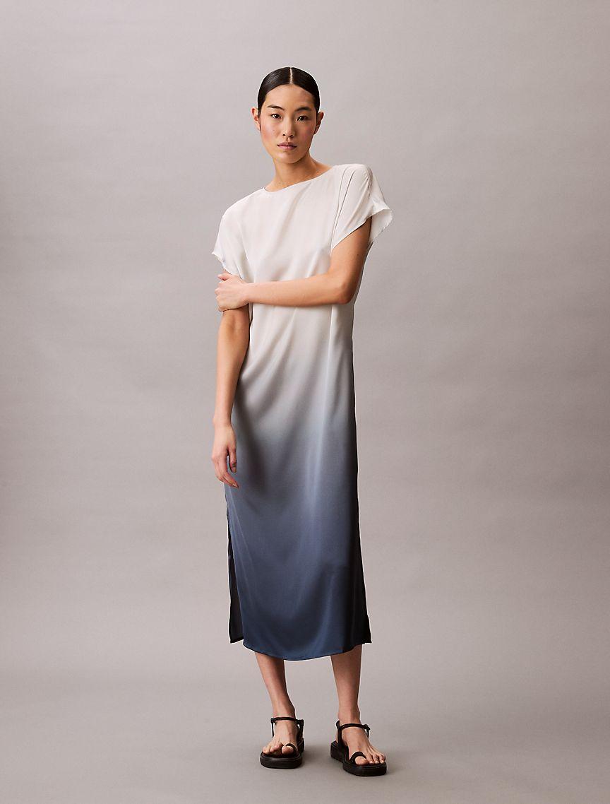 Gradient Satin Midi Dress Product Image
