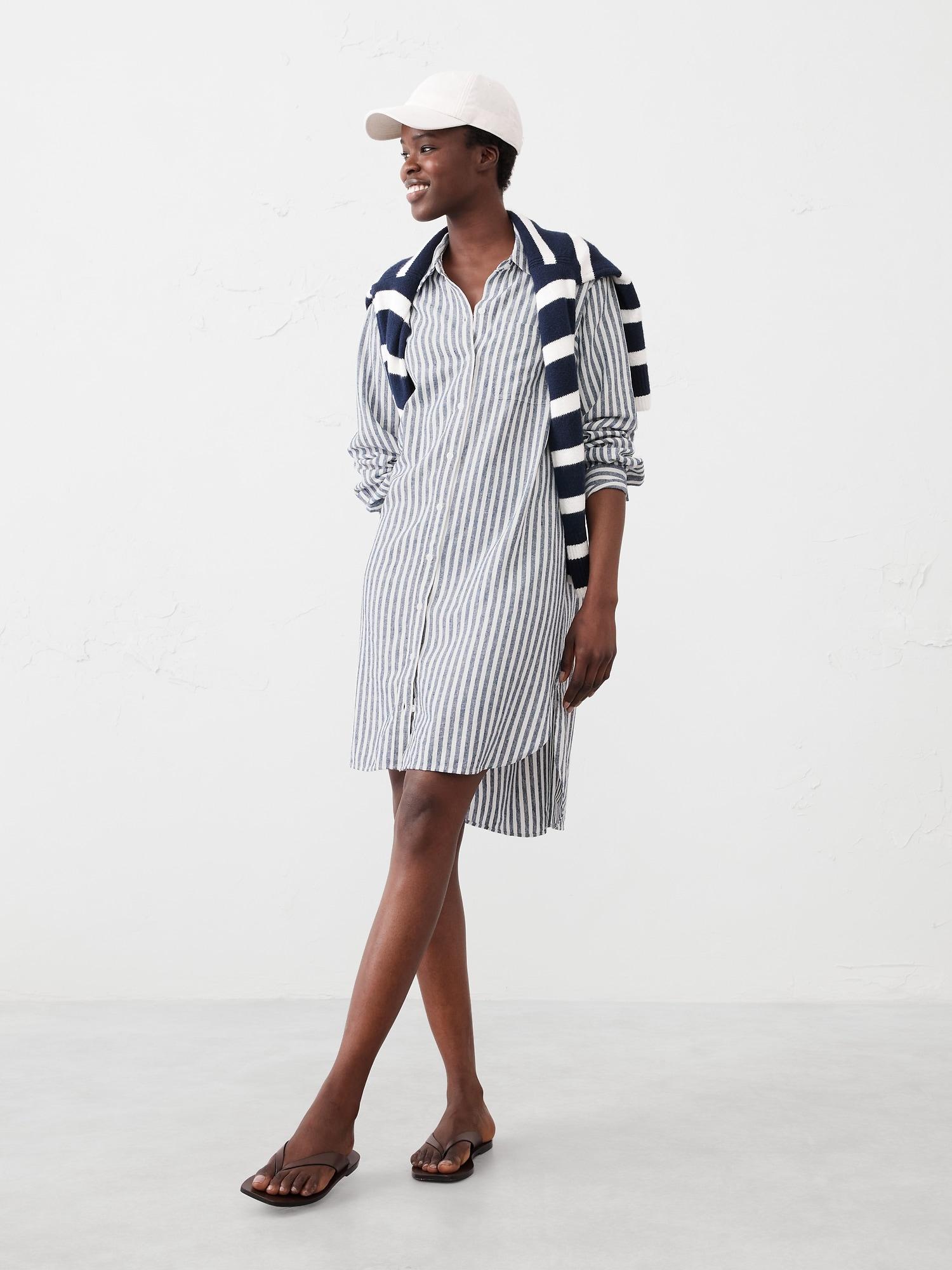 Seersucker Mini Shirtdress Product Image