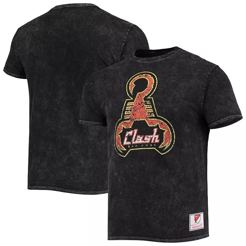 Men's Mitchell & Ness Black San Jose Clash Since '96 Mineral Wash T-Shirt,  Product Image