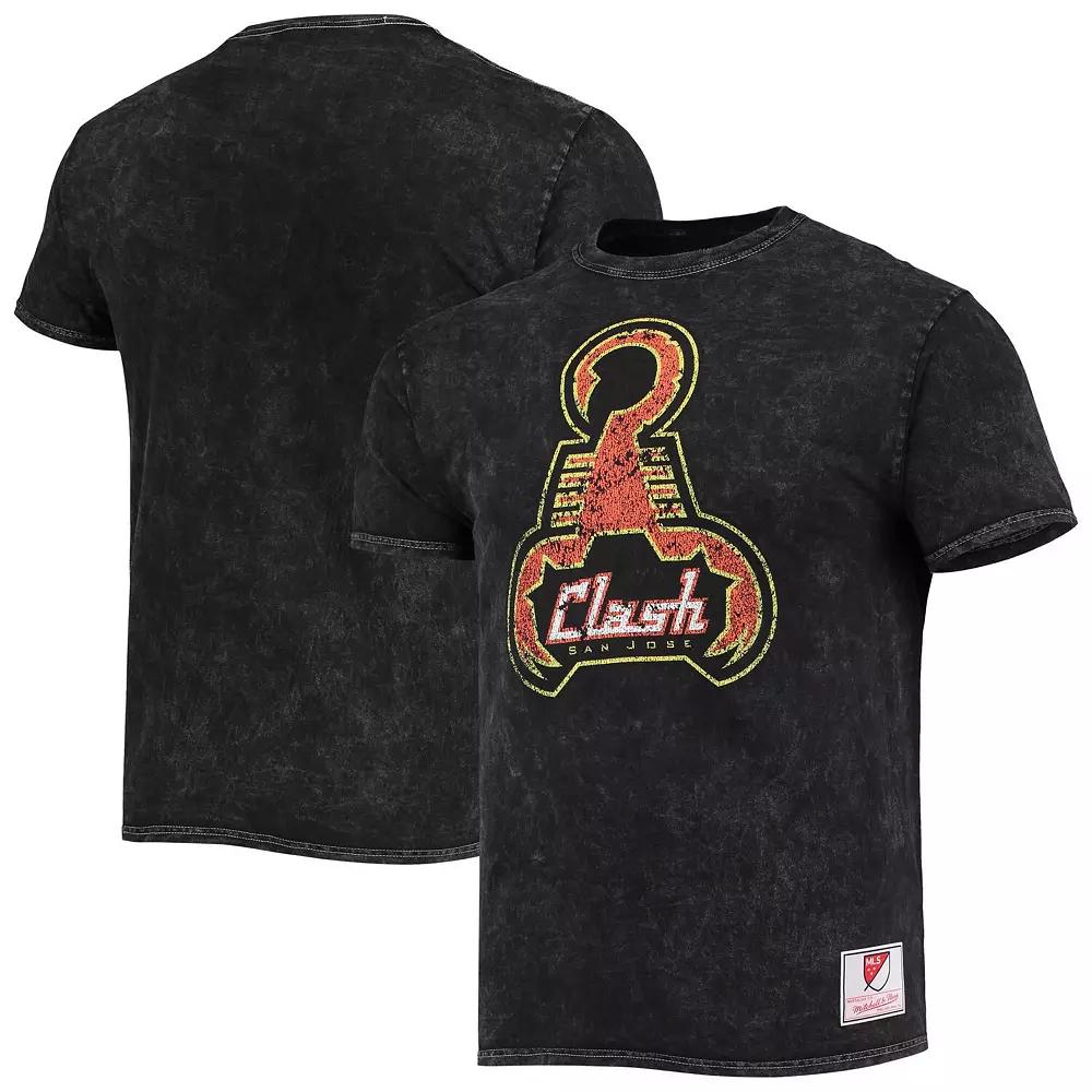 Men's Mitchell & Ness Black San Jose Clash Since '96 Mineral Wash T-Shirt,  Product Image
