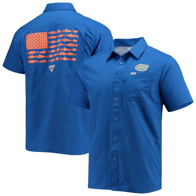 Mens Columbia PFG Royal Florida Gators Slack Tide Camp Button-Up Shirt Product Image