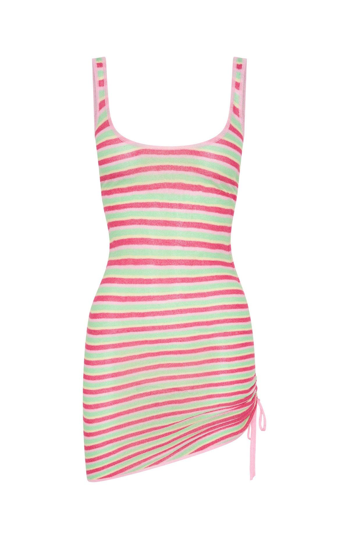 Thinking 'Bout You Lately Mini Dress Watermelon Stripe Product Image