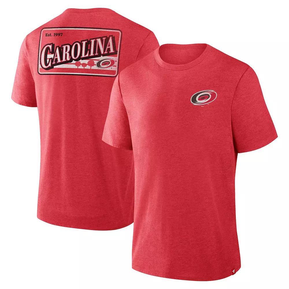 Men's Fanatics Heather Red Carolina Hurricanes Fan Lanes Tri-Blend T-Shirt,  Product Image