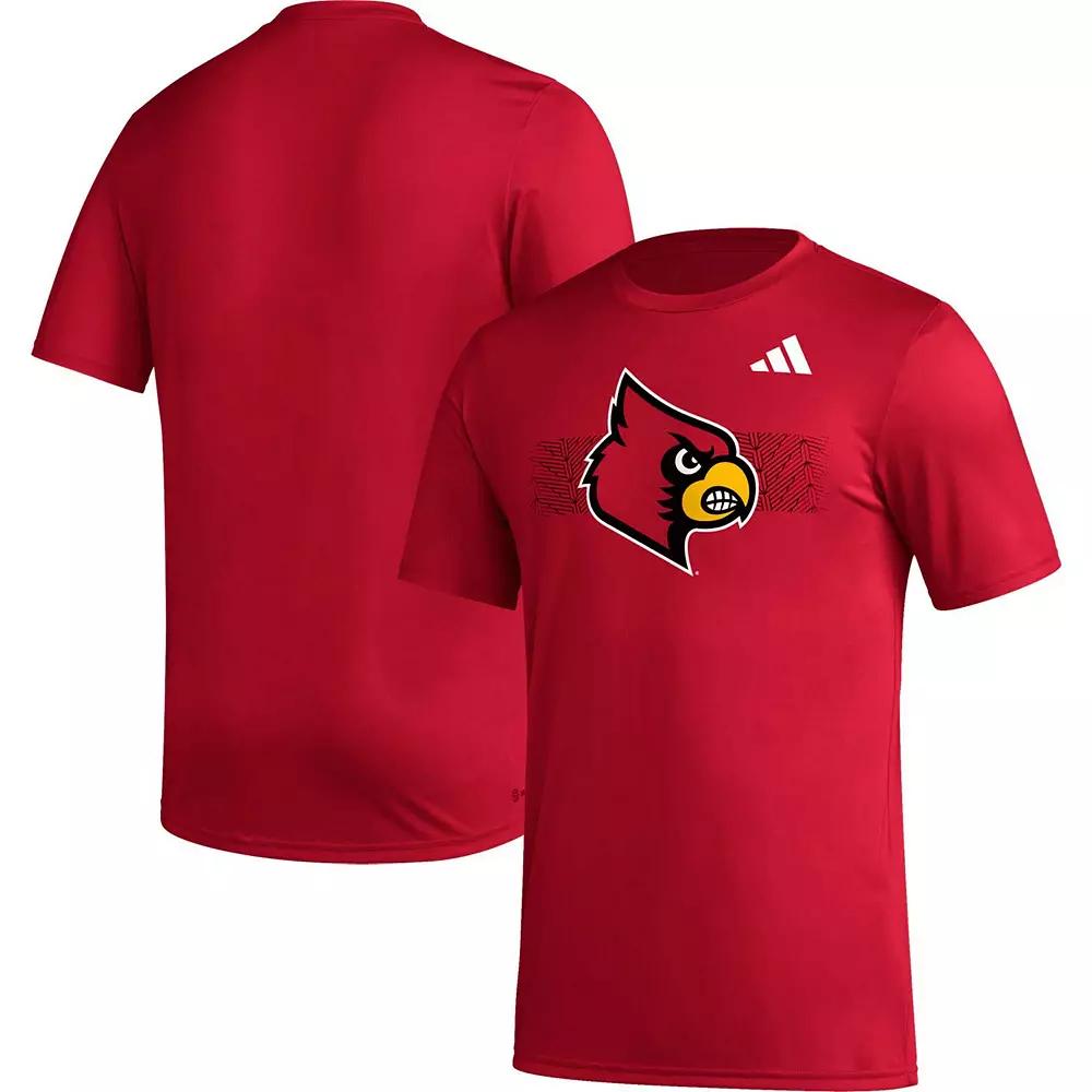 Men's adidas Red Louisville Cardinals Pregame AEROREADY T-Shirt,  Product Image