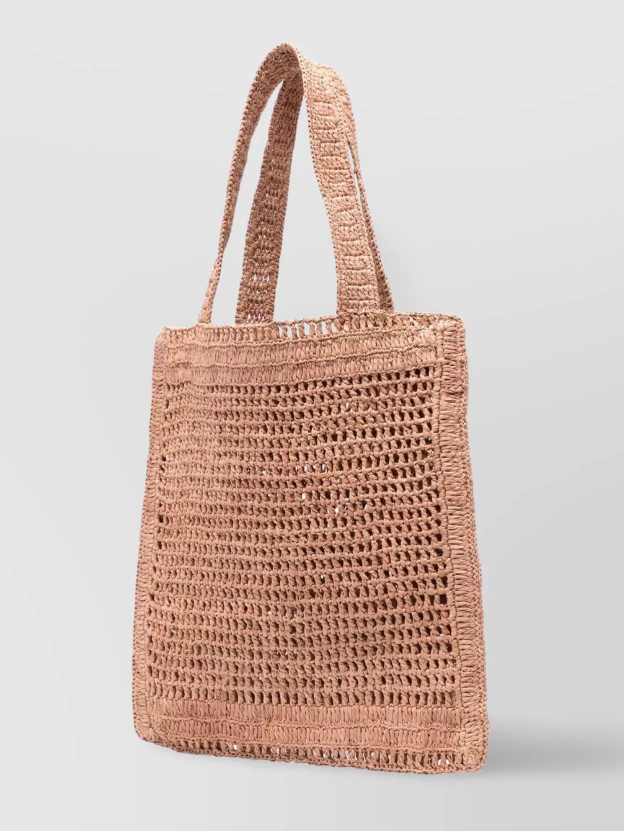 CHLOÉ Summer Banana Embellished Crocheted Embroidered Faux Raffia Tote In Beige Product Image