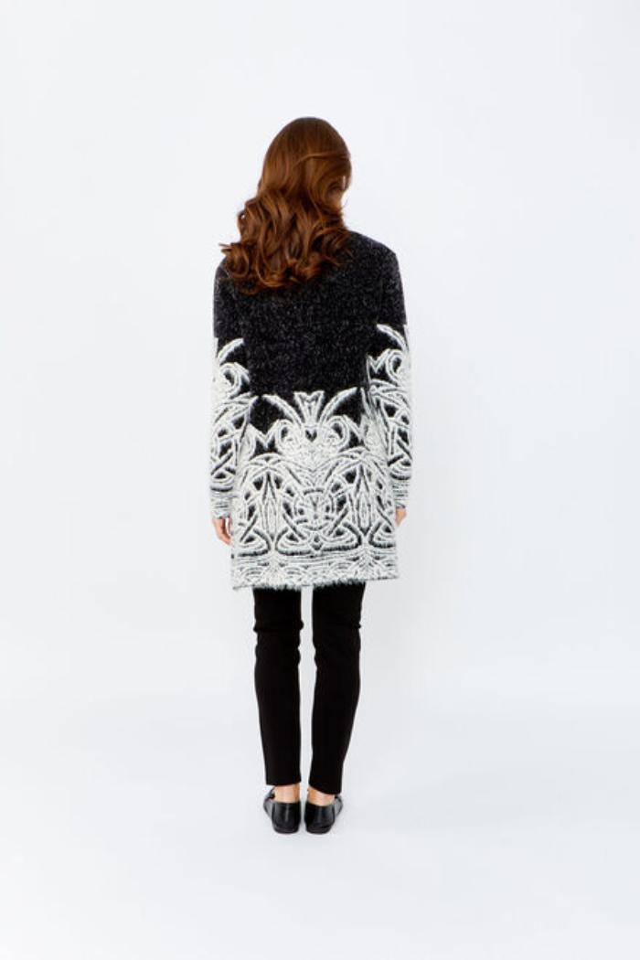 Black and Off White Knit Cardigan Product Image