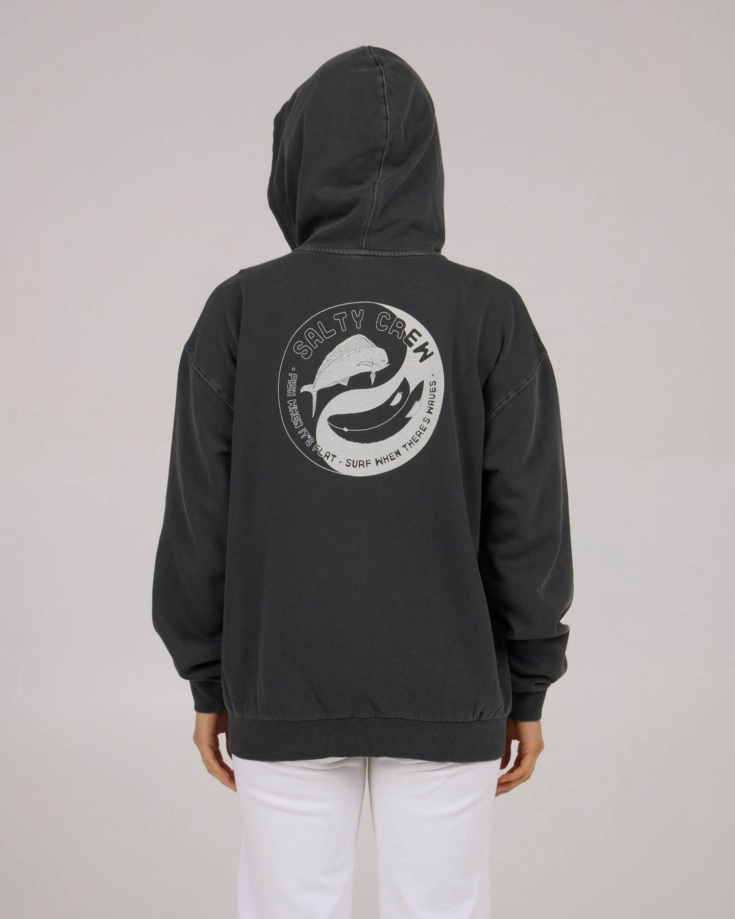Fishin Yang Zip Hoody - Faded Black Product Image