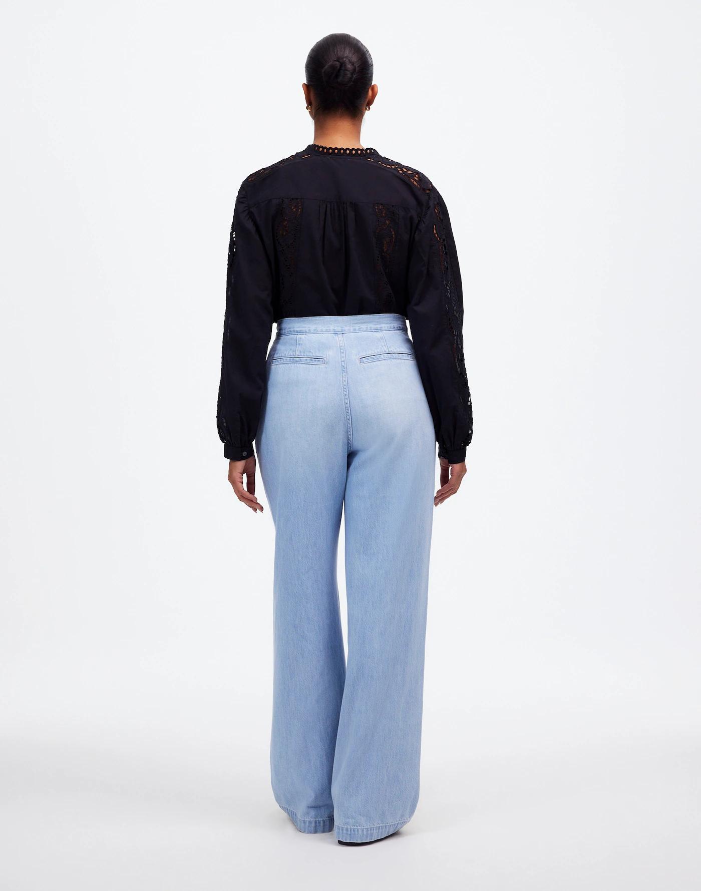 The Curvy Harlow Wide-Leg Denim Trouser in Noll Wash: Airy Denim Edition Product Image