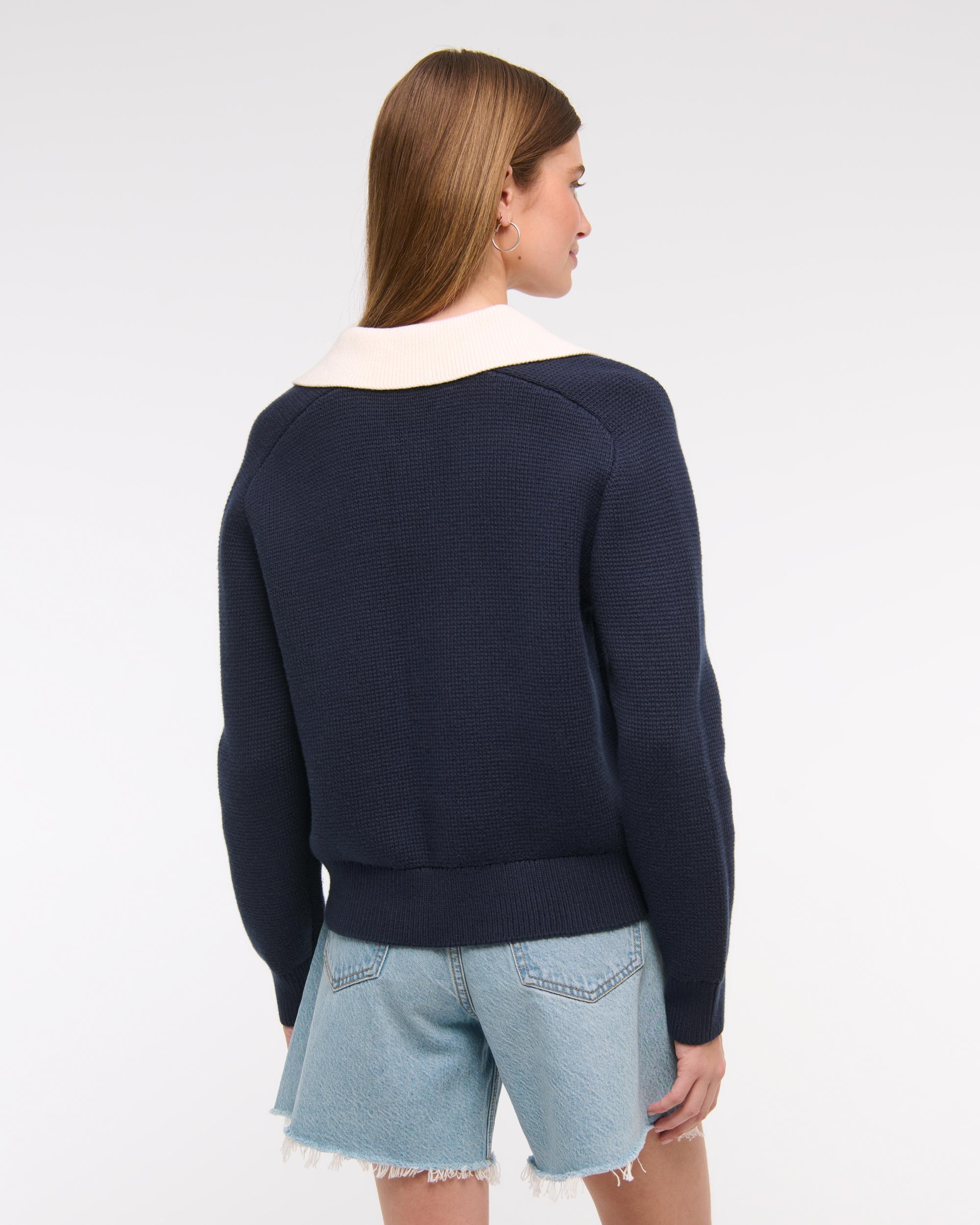 Easy Long-Sleeve Sweater Polo Product Image