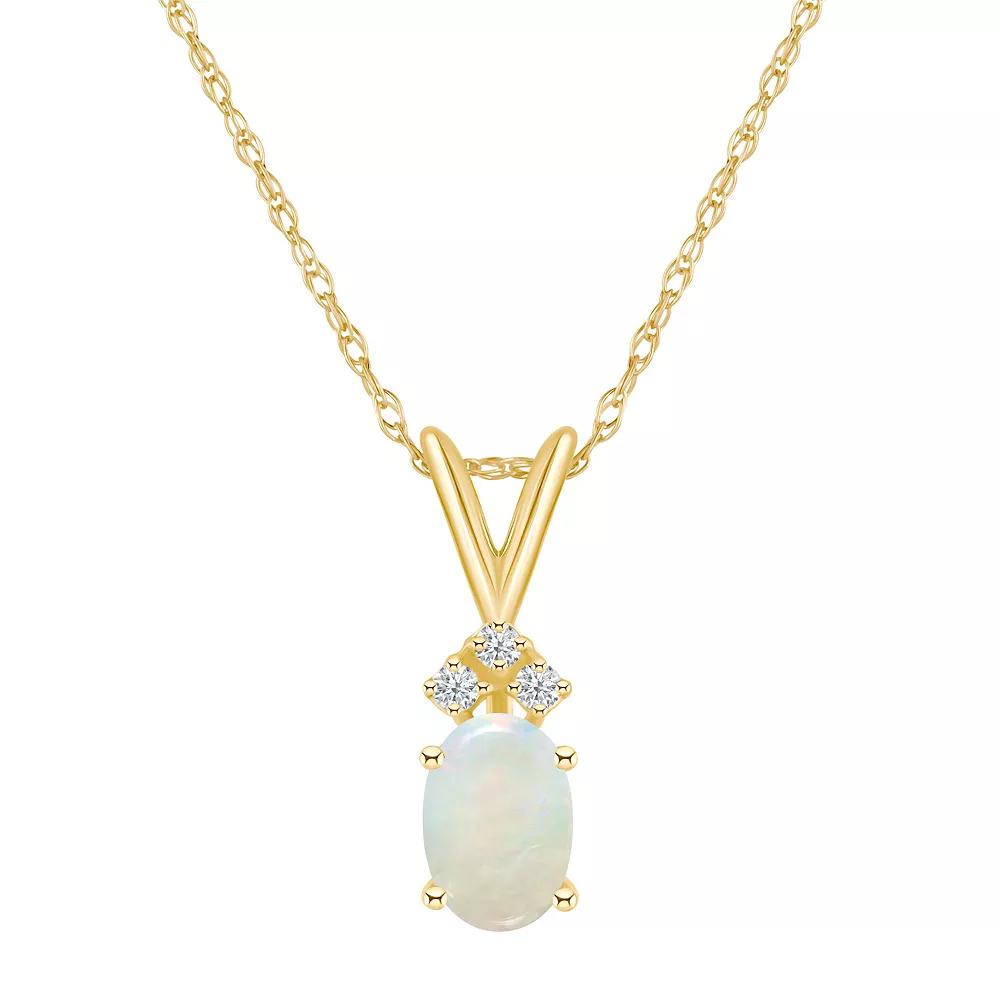Celebration Gems 14k Gold Gemstone & Diamond Accent Pendant Necklace, Women's, Size: 18", White Product Image
