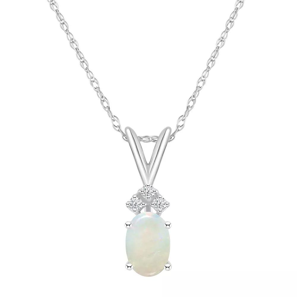 Celebration Gems 14k White Gold Gemstone & Diamond Accent Pendant Necklace, Women's, Size: 18" Product Image