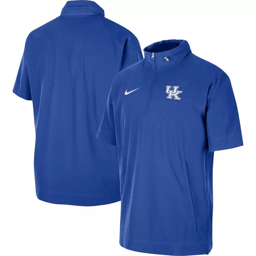 Men's Nike Royal Kentucky Wildcats Coaches Quarter-Zip Short Sleeve Jacket, Size: Medium, Blue Product Image