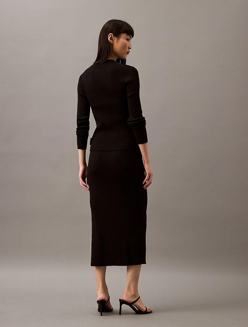 Smooth Cotton Rib Midi Sweater Skirt Product Image