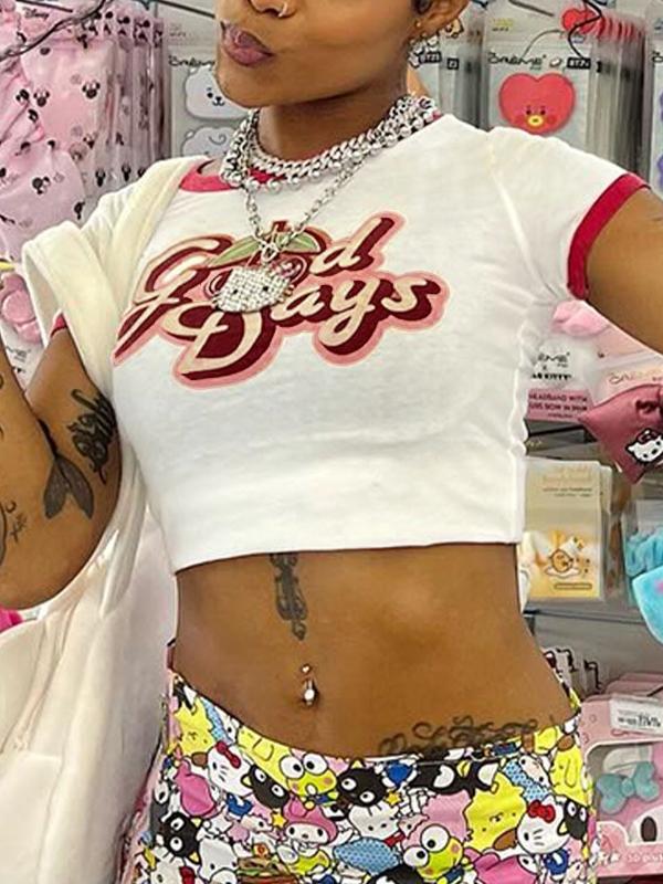 Contrast Letter Print Short Sleeve Tee Product Image