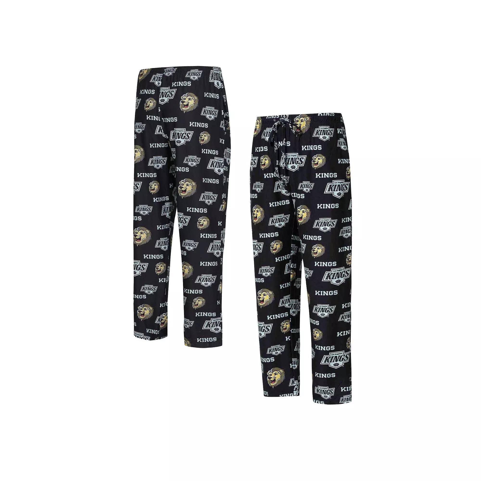 Men's Concepts Sport  Black Los Angeles Kings All Over Print Knit Pants, Size: Large, Kgs Black Product Image