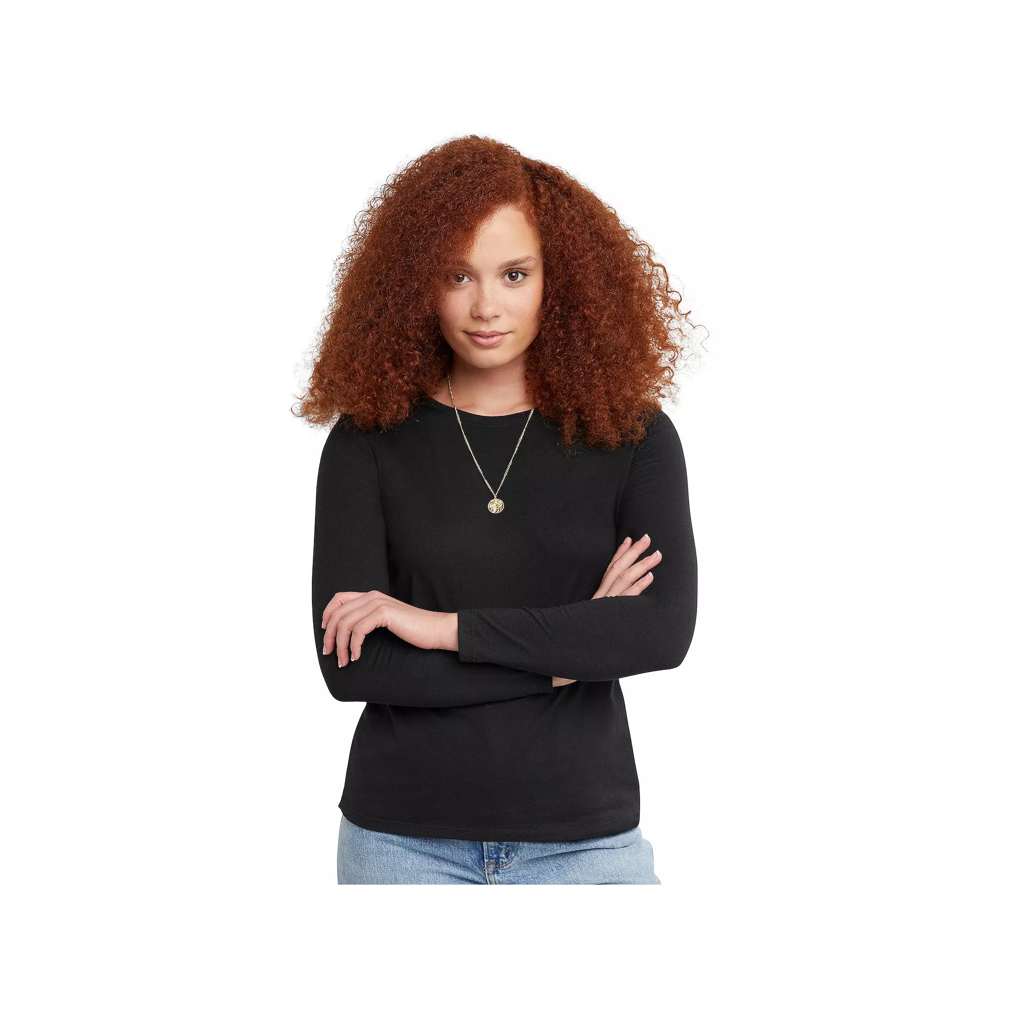 Women's Hanes® Originals Long Sleeve Crewneck Tee,  Product Image