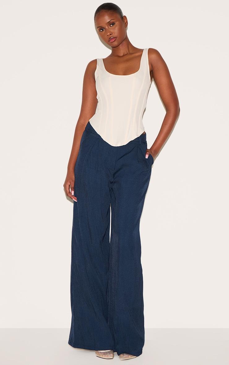 Cream Boned Dip Hem Longline Corset Product Image