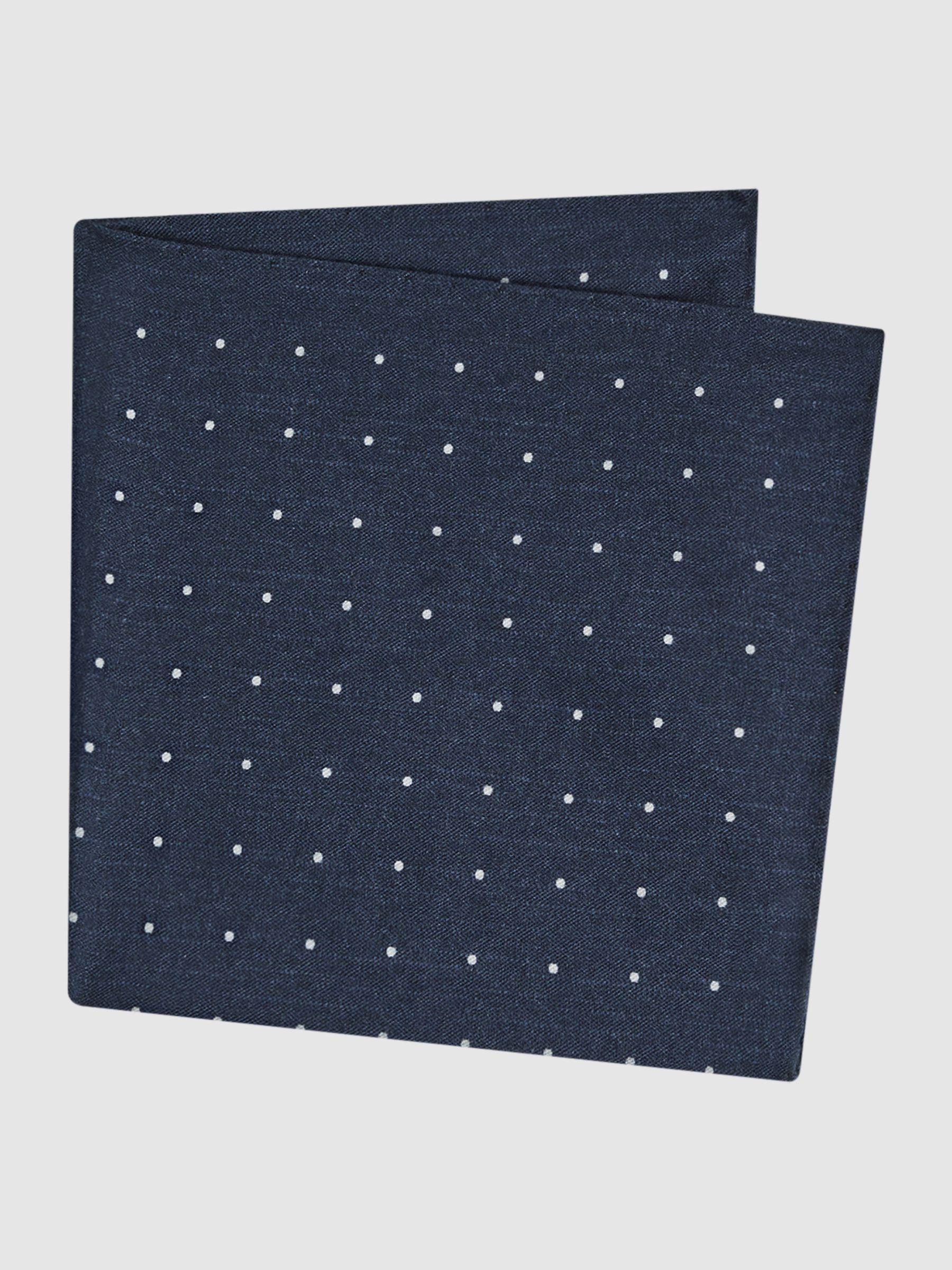 Cotton-Wool Polka Dot Pocket Square in Navy Product Image