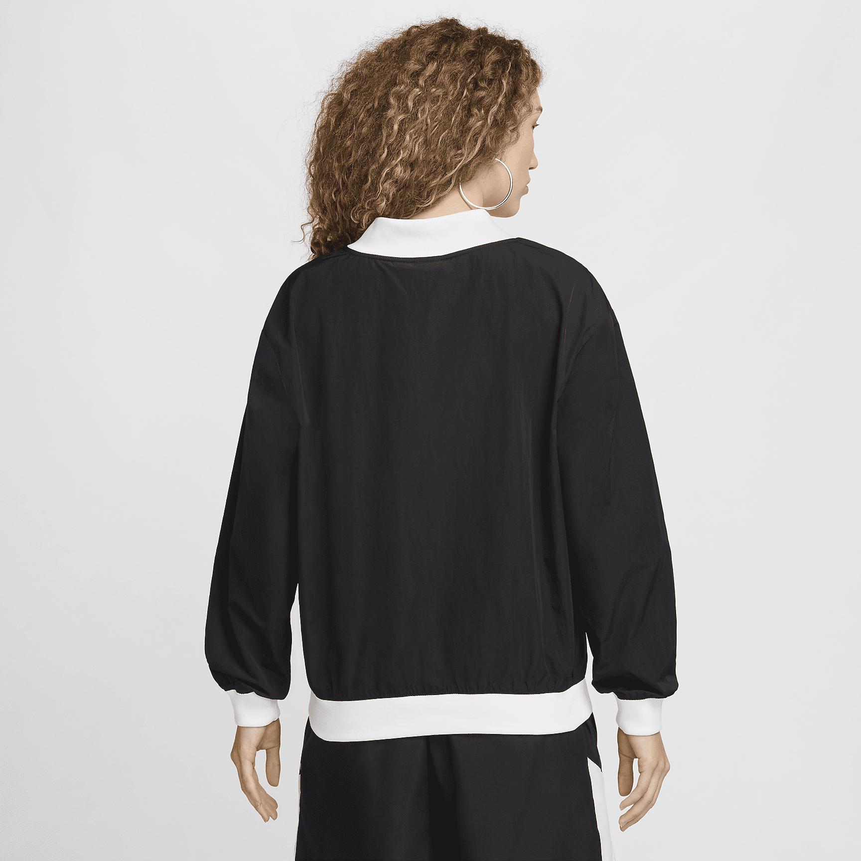 Womens Nike Sportswear Essential Loose UV Woven Long-Sleeve V-Neck Top | FV7649-010 Product Image