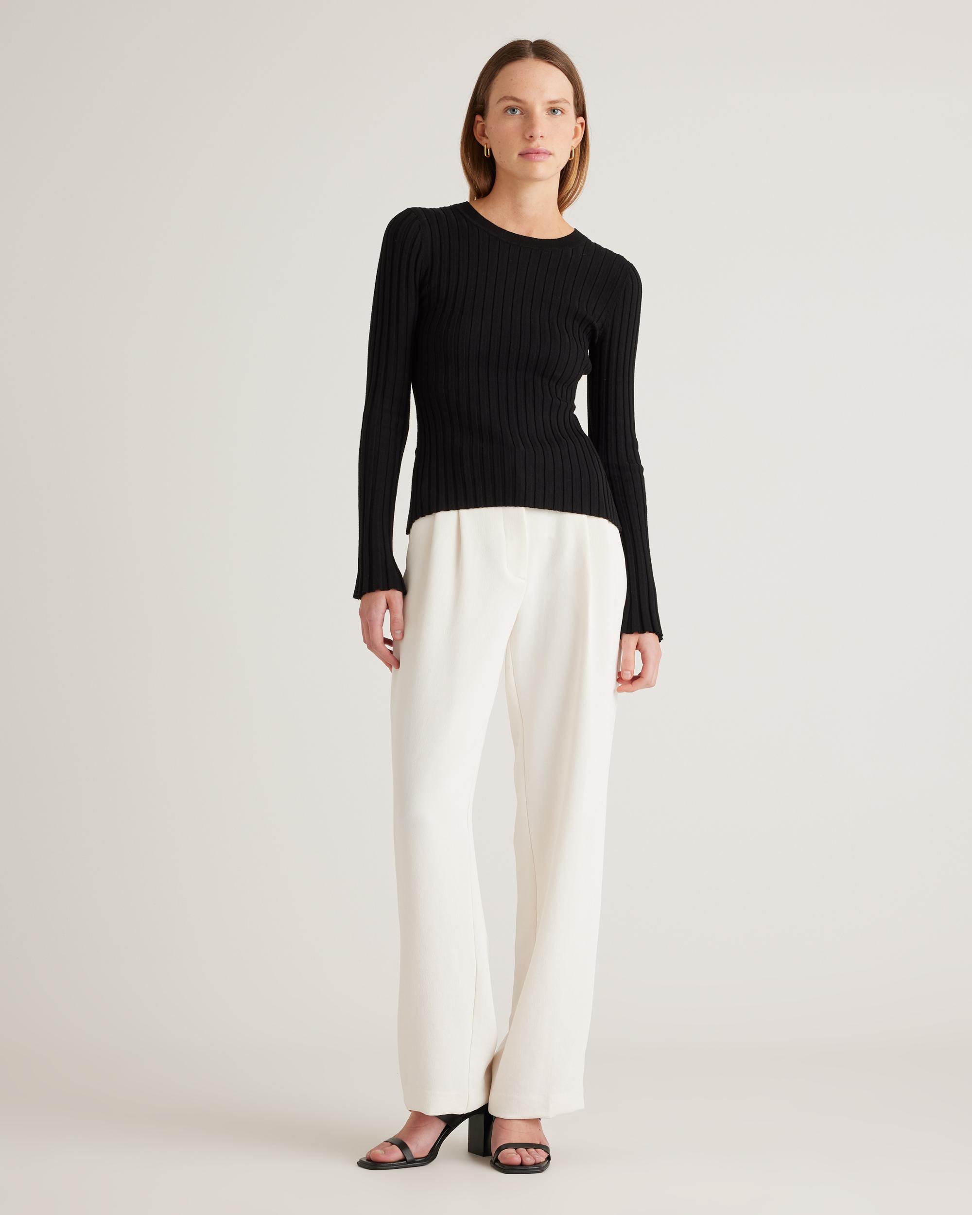 Quince | Women's Cotton Cashmere Ribbed Long Sleeve Sweater Size XL Product Image