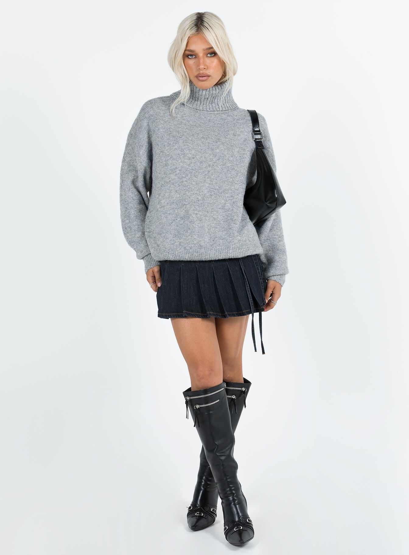Oswin Turtleneck Sweater Grey Product Image