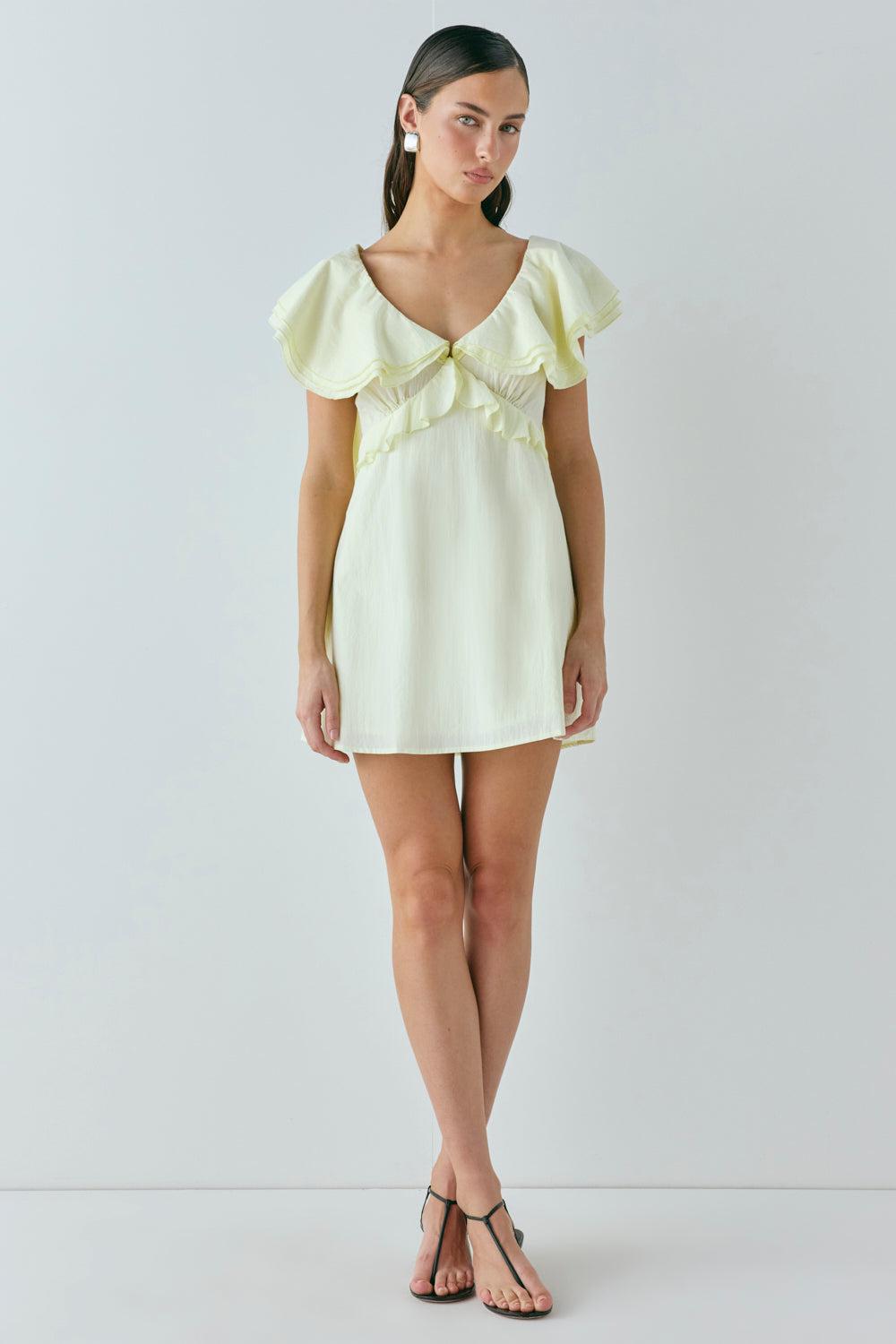 Party Nights Frill Mini Dress Lemon Product Image