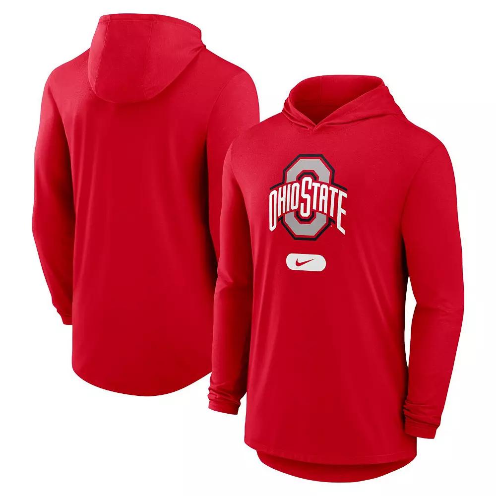 Men's Nike Scarlet Ohio State Buckeyes Lightweight Performance Long Sleeve Hoodie T-Shirt,  Product Image