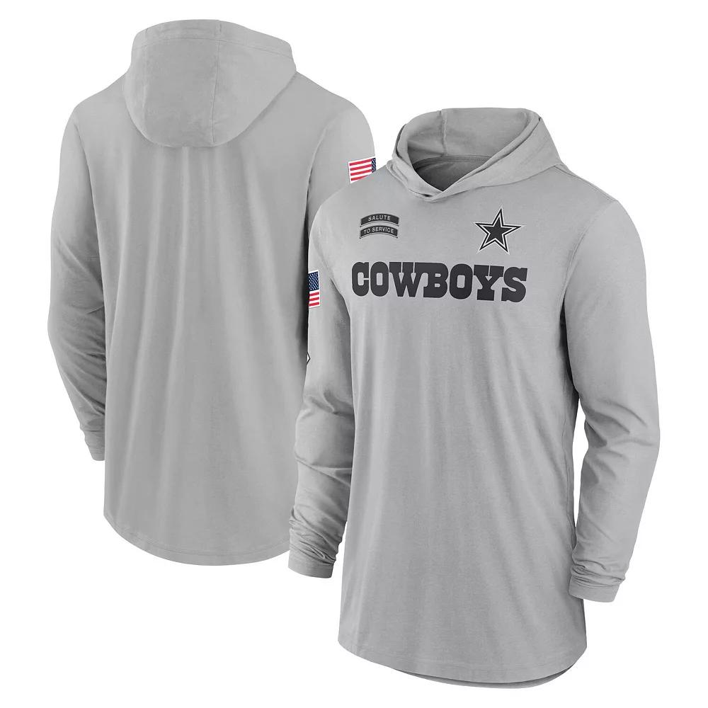 Men's Nike Gray Dallas Cowboys 2024 Salute to Service Lightweight Performance Long Sleeve Hooded T-Shirt,  Product Image