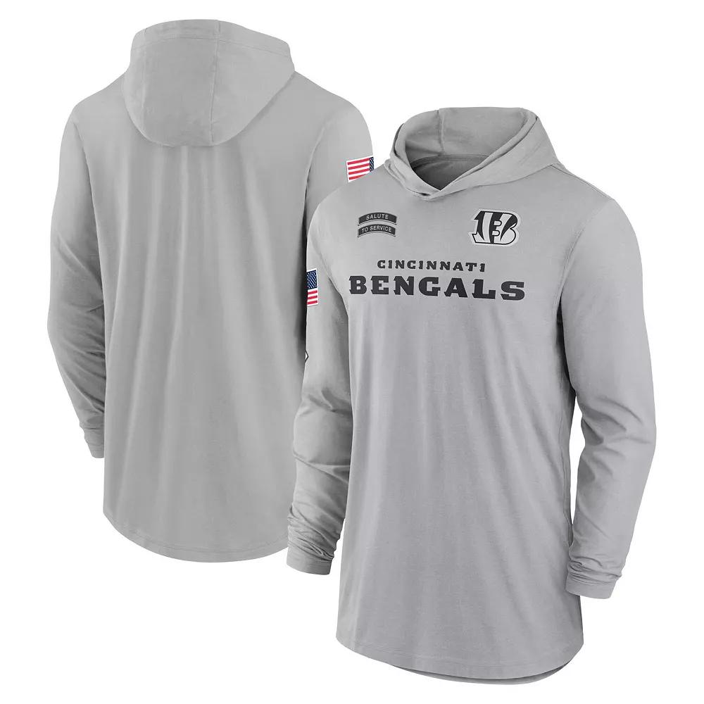 Men's Nike Gray Cincinnati Bengals 2024 Salute to Service Lightweight Performance Long Sleeve Hooded T-Shirt, Size: 3XL, Grey Product Image