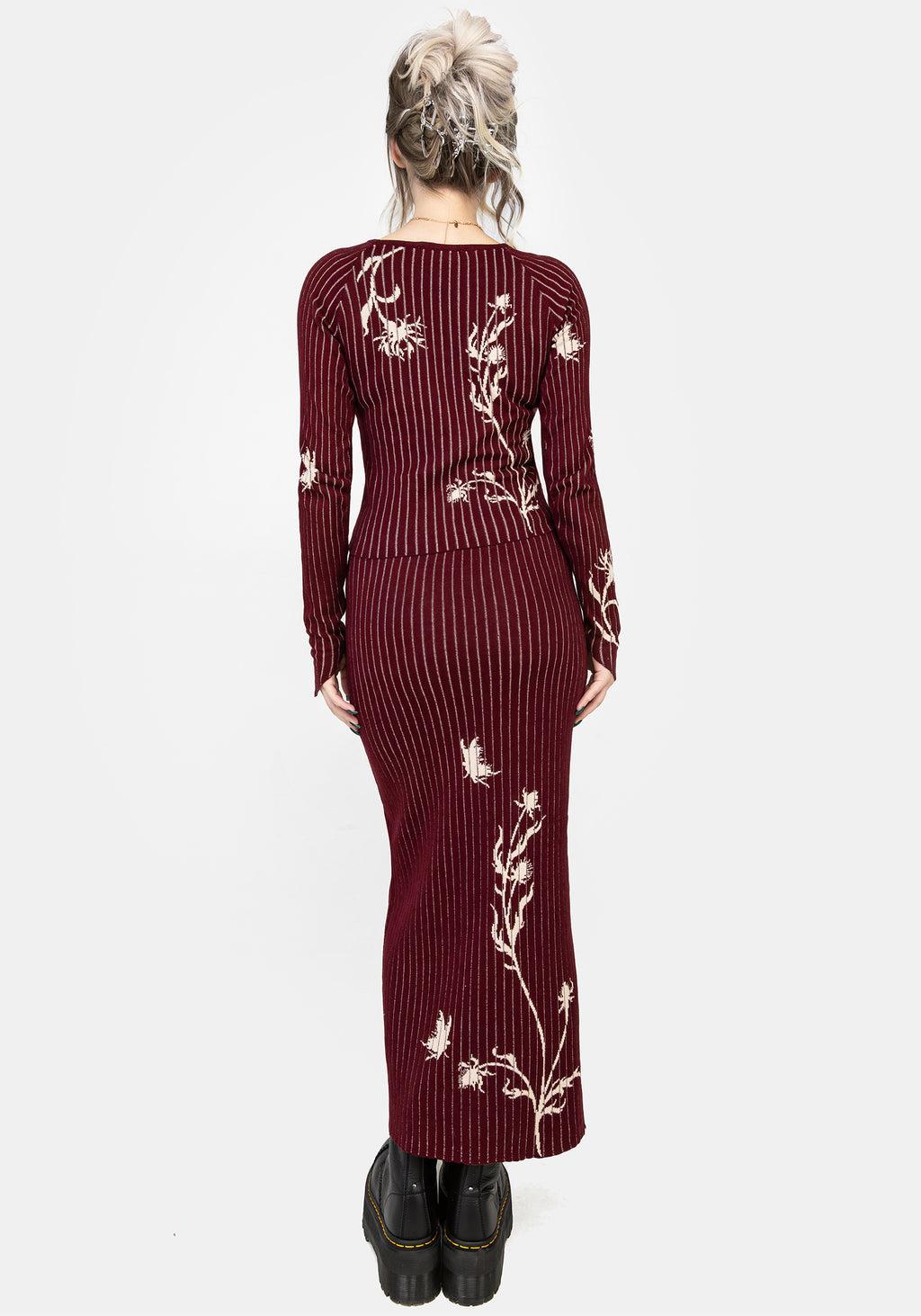 Diastella Floral Jacquard Rib Knit Maxi Skirt Product Image