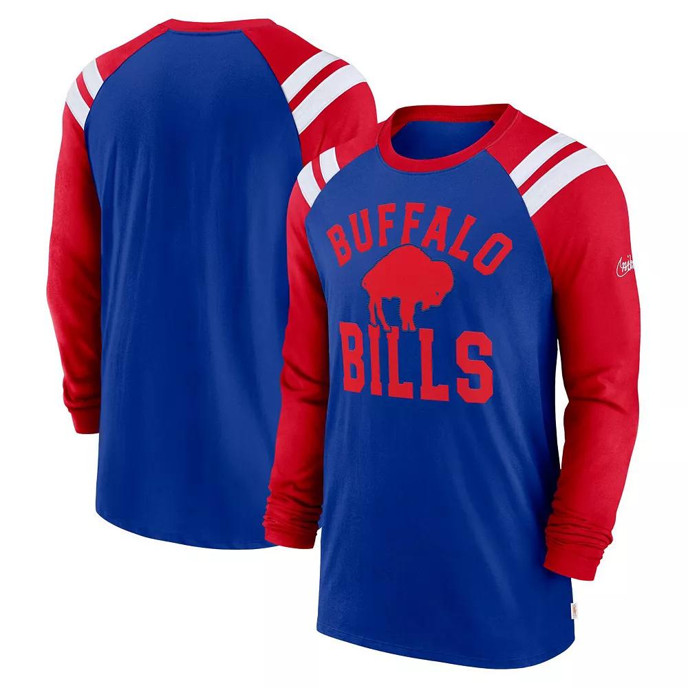 Men's Nike Royal/Red Buffalo Bills Classic Arc Raglan Tri-Blend Long Sleeve T-Shirt, Size: 2XL, Blue Product Image