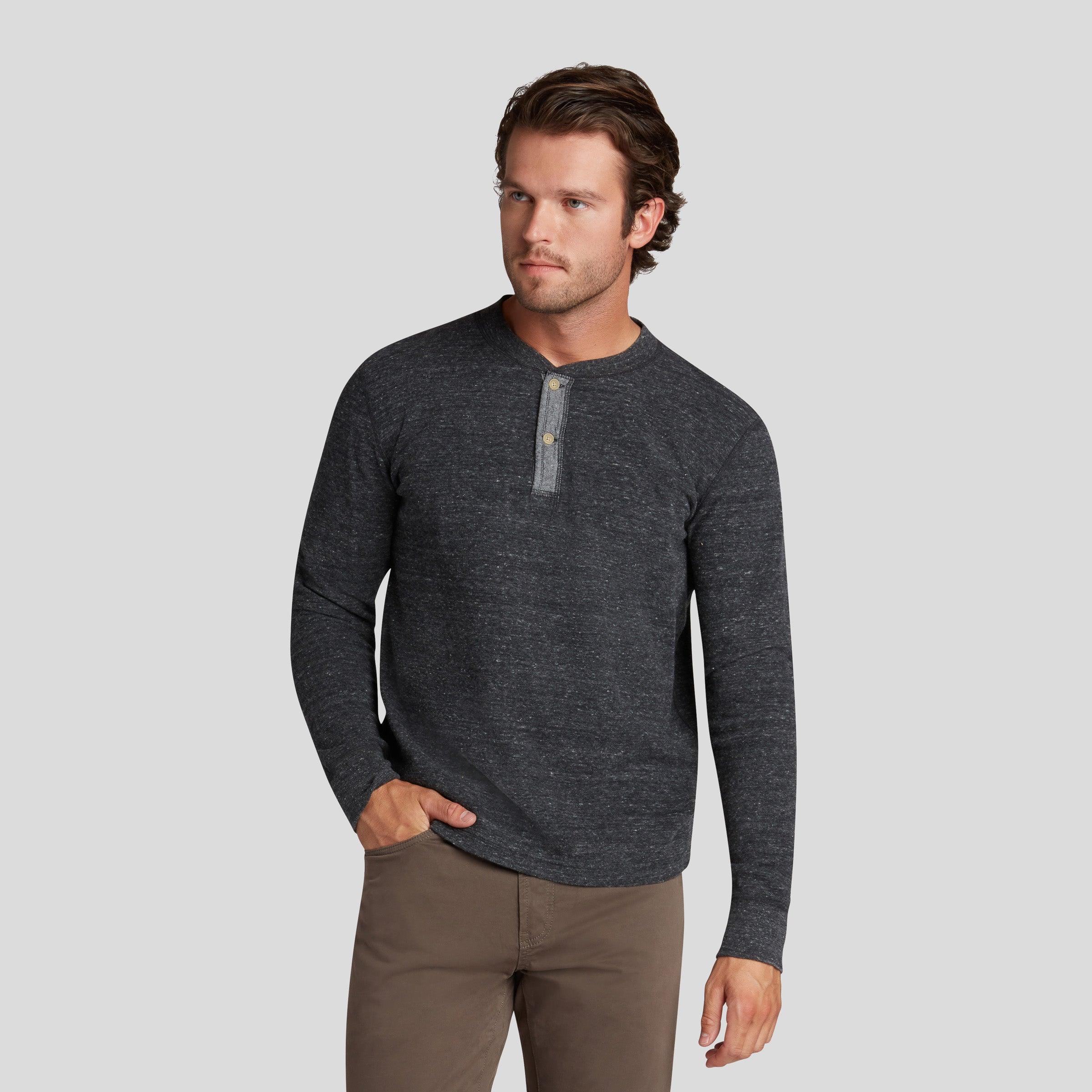 New Windsor Double Cloth Henley - Charcoal Heather Product Image