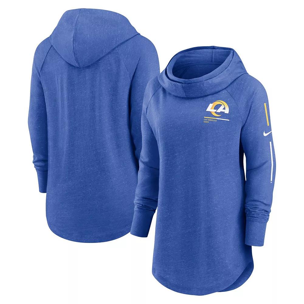 Women's Nike Royal Los Angeles Rams Minimal Statement Lightweight Raglan Funnel Neck Pullover Hoodie,  Product Image