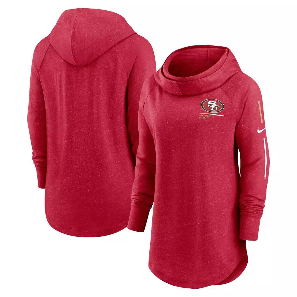 Women's Nike Scarlet San Francisco 49ers Minimal Statement Raglan Funnel Neck Pullover Hoodie,  Product Image