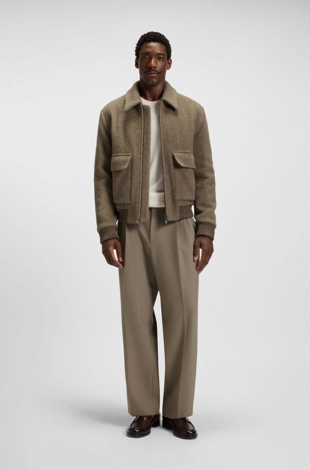 Regular-fit jacket in a herringbone-patterned alpaca blend Product Image