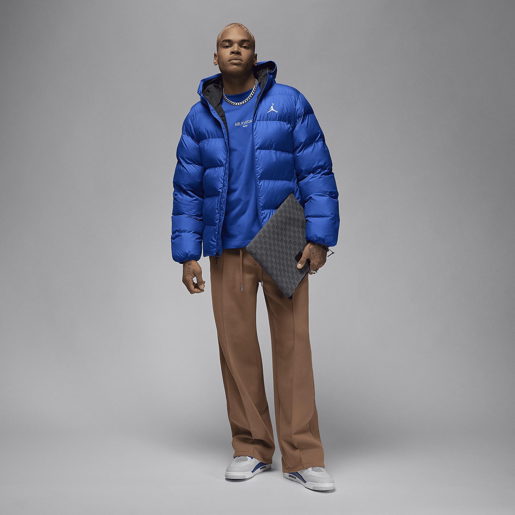 Jordan Mens Jordan Brooklyn Puffer Jacket - Mens Blue/Black Product Image