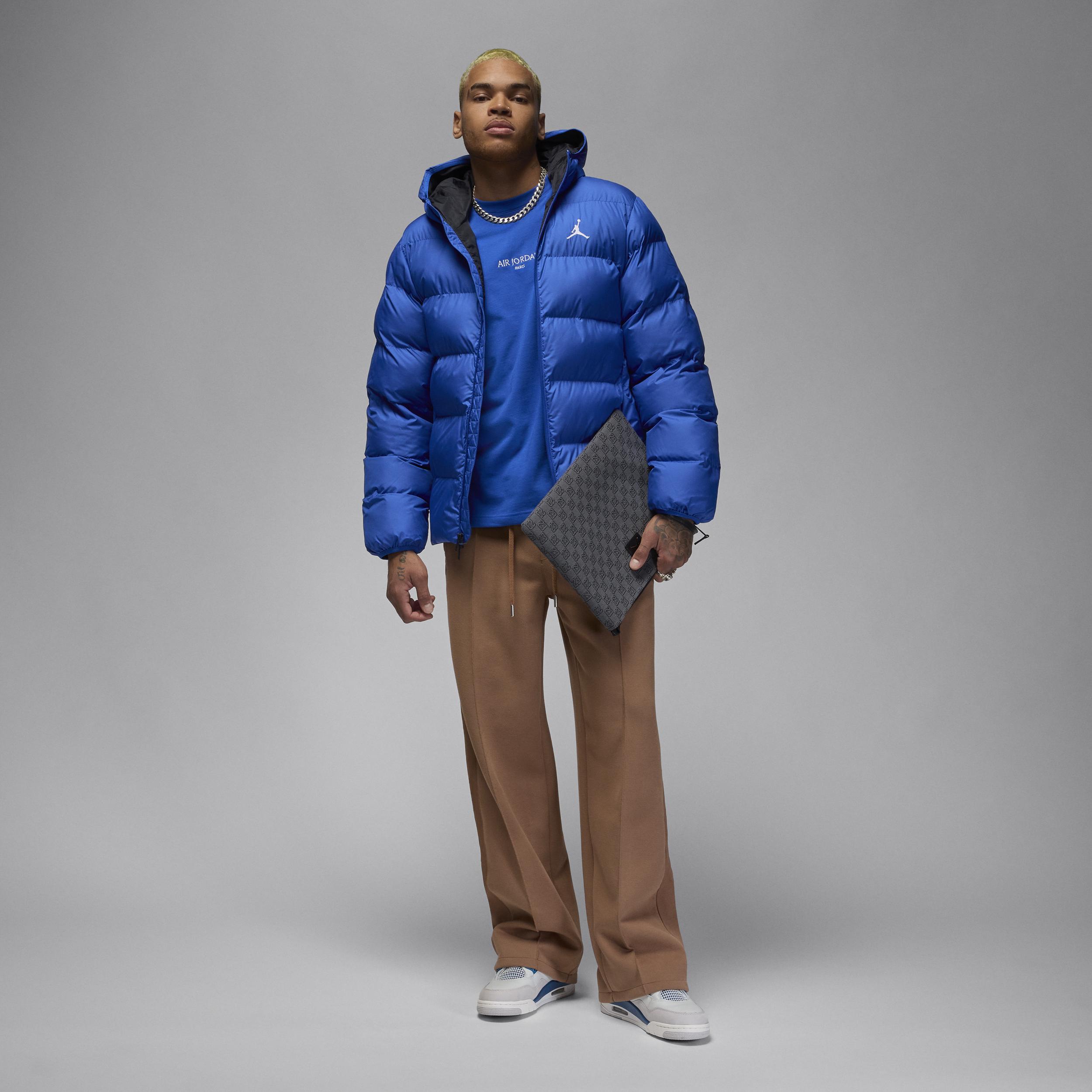 Jordan Mens Jordan Brooklyn Puffer Jacket - Mens Blue/Black Product Image